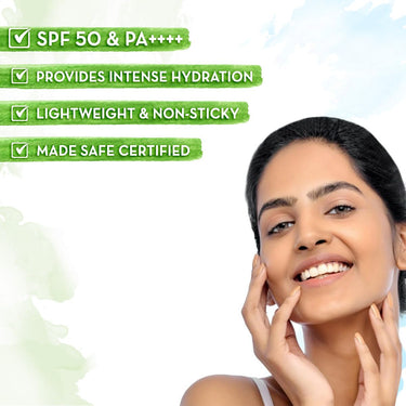 Mamaearth HydraGel Indian Sunscreen with Aloe Vera and Raspberry for Sun Protection | SPF 50 & PA++++ Protection | Shields from UVA & UVB Rays | Tan Protection | Non-Sticky & Light | 50 g